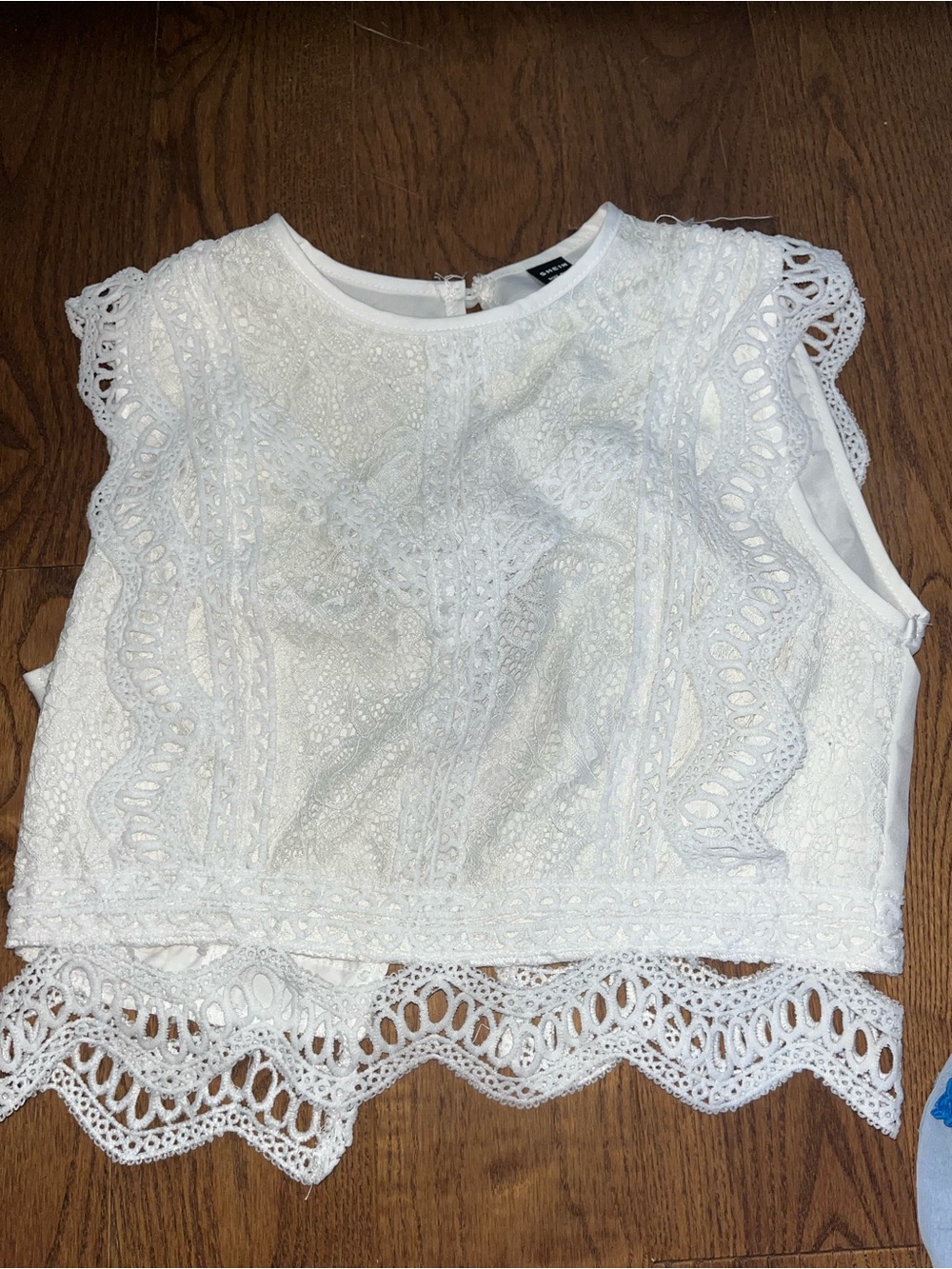 SHEIN Lace Crochet Sleeveless Crop Top - White